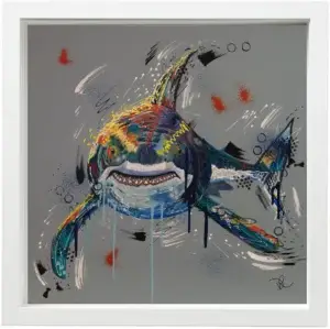 Maelstrom The Great White Shark - Embellished Canvas Print