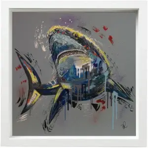 Tempest The Great White Shark - Embellished Canvas Print