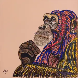 Solitude – A Thoughtful Chimpanzee - Print