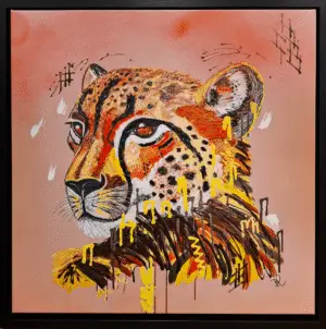 Nala The Cheetah - Embellished Canvas Print