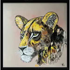 Artemis The Lioness - Embellished Canvas Print